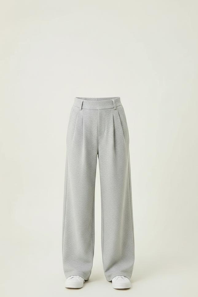 Pantalon À Pince Gris Ample Décontracté Fluide - Molleton - vue 3