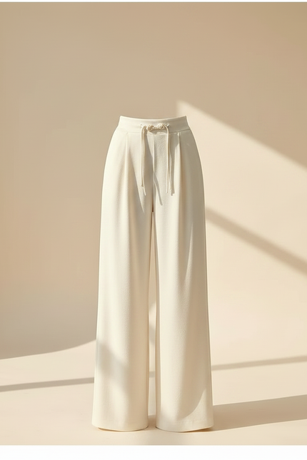 Pantalon À Pince Blanc Cassé Fluide Ample Élégant - Viscose - vue 3