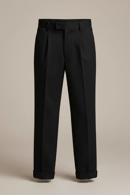 Pantalon À Pince Noir Droit Classique Enfant Garçon - Gabardine - vue 3