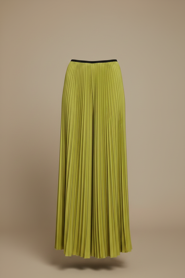 Pantalon À Pince Plissé Vert Ample Fluide Élégant - Polyester - vue 3