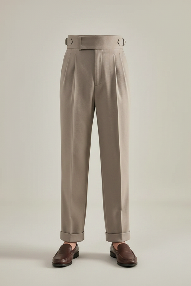 Pantalon À Pince Gris Plissé Droit Élégant Garçon - Gabardine - vue 3