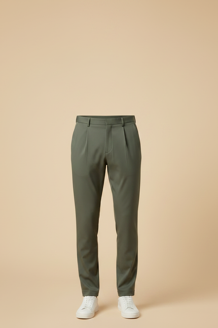 Pantalon À Pince Kaki Plissé Homme Décontracté - Polyester - vue 3