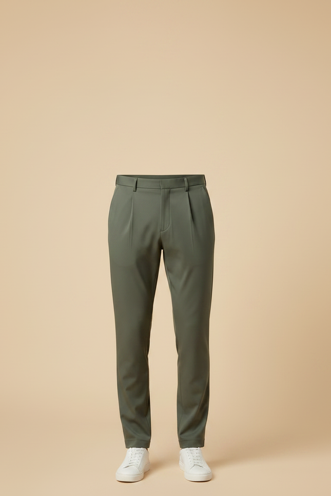 Pantalon À Pince Kaki Plissé Homme Décontracté - Polyester - vue 3