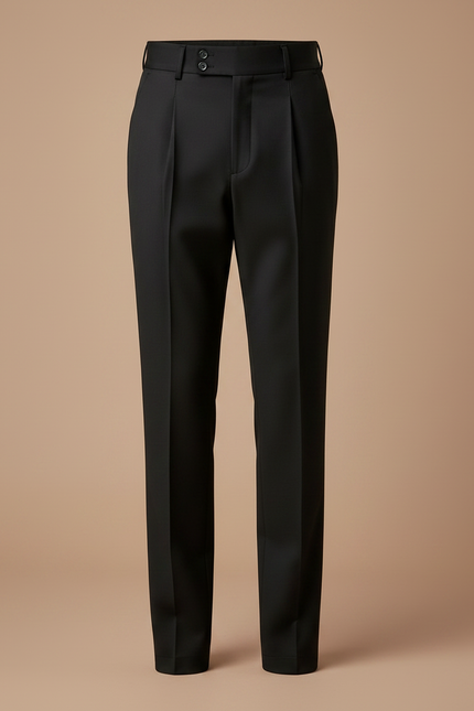 Pantalon À Pince Noir Plissé Élégant Homme Ajusté - Gabardine - vue 3