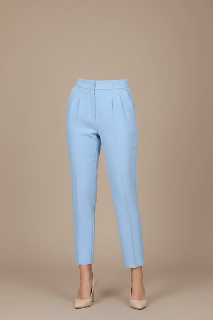 Pantalon À Pince Bleu Ciel Taille Haute Élégant Décontracté - Polyester - vue 3
