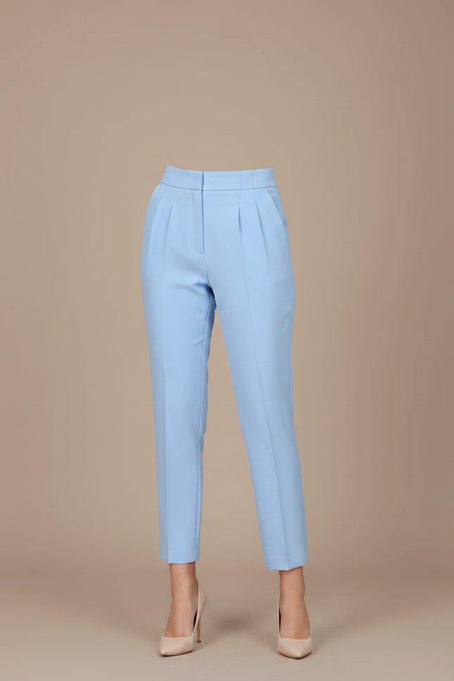 Pantalon À Pince Bleu Ciel Taille Haute Élégant Décontracté - Polyester - vue 3