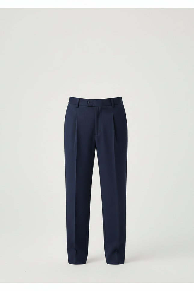 Pantalon À Pince Bleu Marine Plissé Droit Enfant - Gabardine - vue 3