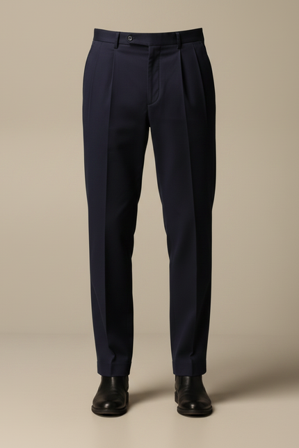 Pantalon À Pince Bleu Marine Élégant Confortable Homme Business - Gabardine - vue 3
