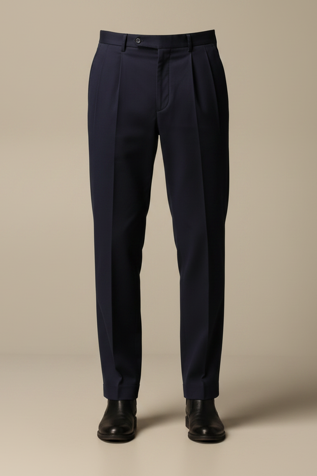 Pantalon À Pince Bleu Marine Élégant Confortable Homme Business - Gabardine - vue 3