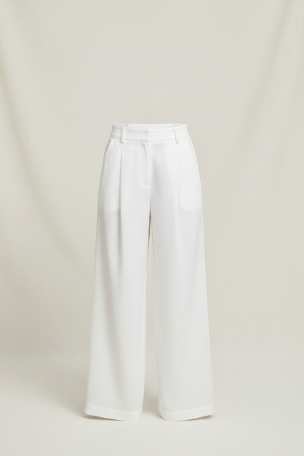 Pantalon À Pince Blanc Large Lin Enfant - vue 3