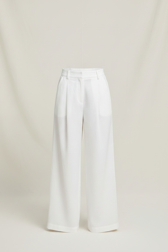 Pantalon À Pince Blanc Large Lin Enfant - vue 3