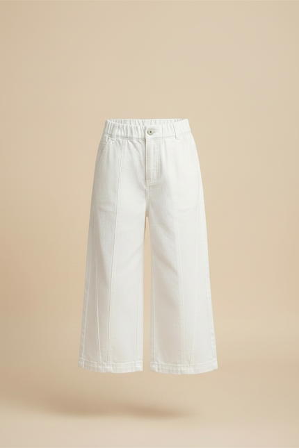Pantalon À Pince Blanc Coton Droit Ample Fille - Jean - vue 3