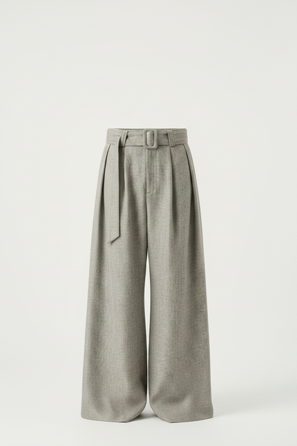 Pantalon À Pince Oversize Homme - Gris Tweed - vue 3