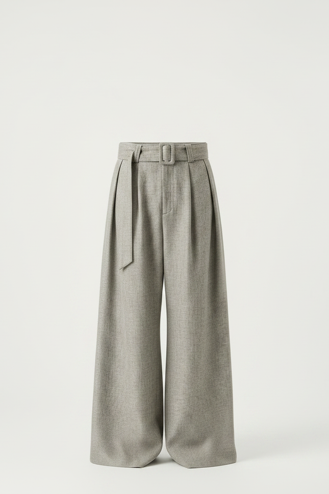 Pantalon À Pince Oversize Homme - Gris Tweed - vue 3