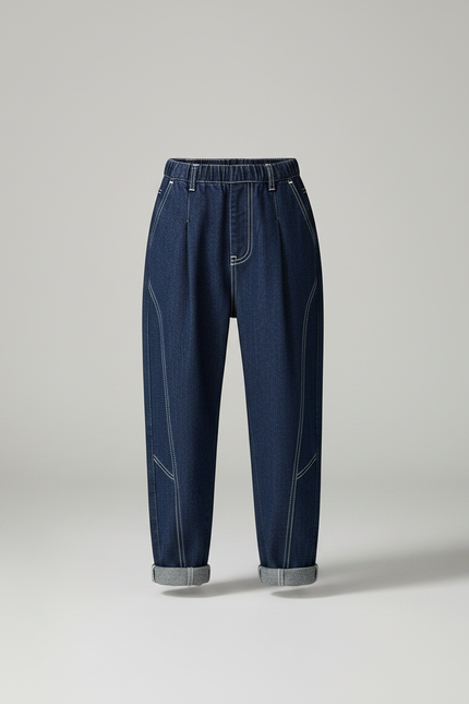 Pantalon À Pince Bleu Marine Plissé Garçon Denim - Jean - vue 3
