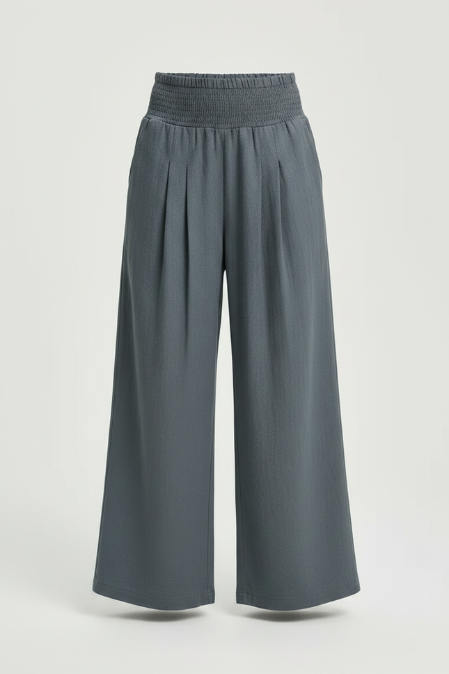 Pantalon À Pince Gris Ample Plissé Confortable Enfant - Lin - vue 3