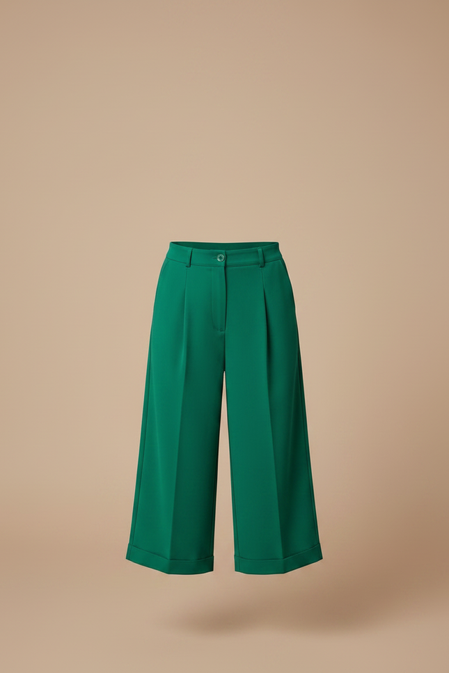 Pantalon À Pince Vert Émeraude Plissé Court Fille - Polyester - vue 3