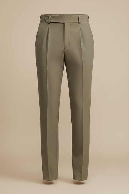 Pantalon À Pince Kaki Plissé Droit Élégant Homme - Gabardine - vue 3