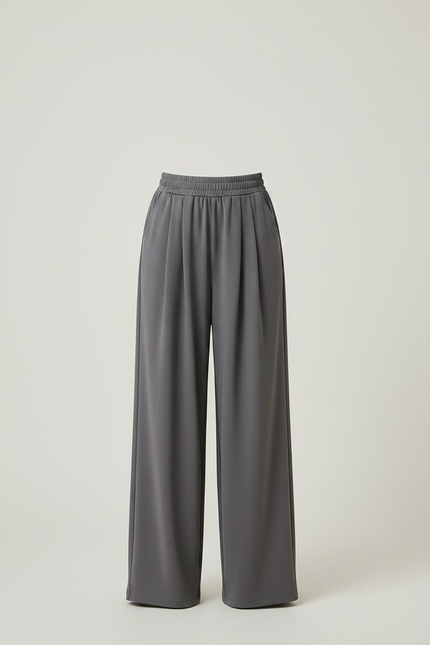 Pantalon À Pince Gris Ample Fluide Décontracté Fille - Viscose - vue 3