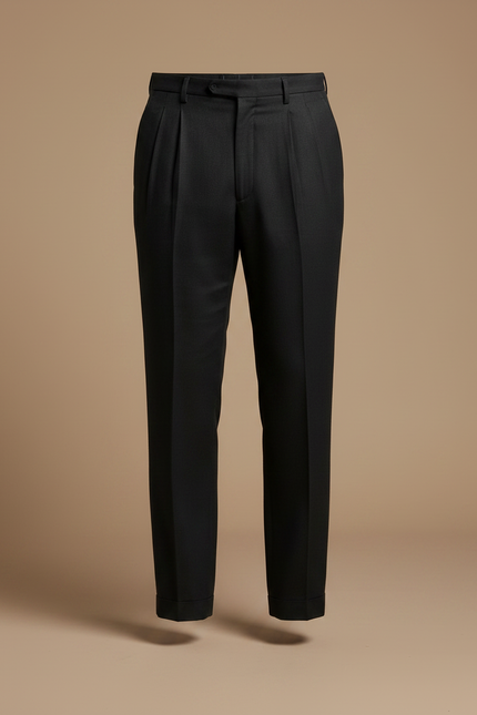 Pantalons À Pince Homme - Noir Laine - vue 3