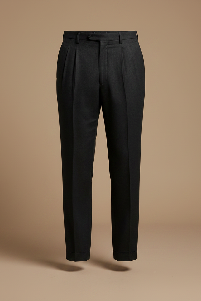 Pantalons À Pince Homme - Noir Laine - vue 3