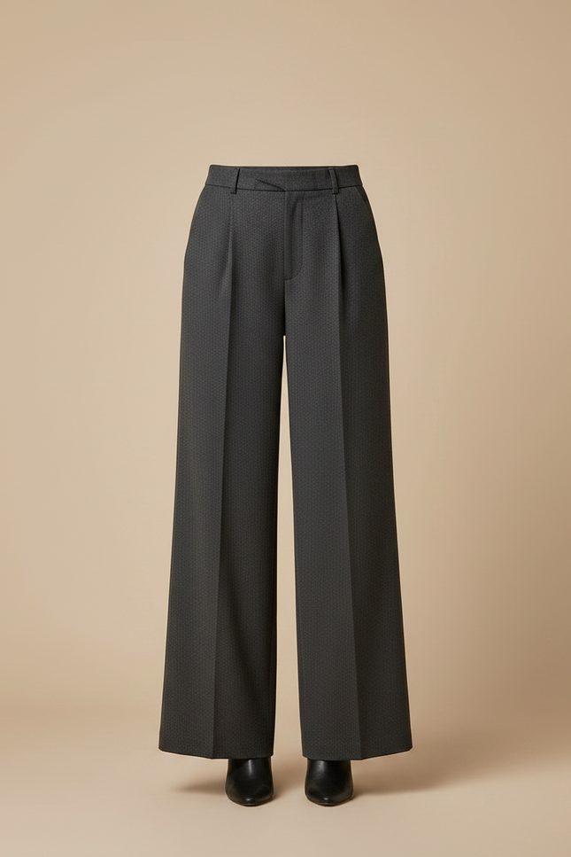 Pantalon À Pince Gris Anthracite Ample Plissé Élégant - Laine - vue 3