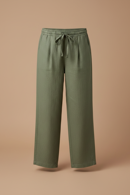 Pantalon À Pince Kaki Lin Cordon Ample Fille - vue 3