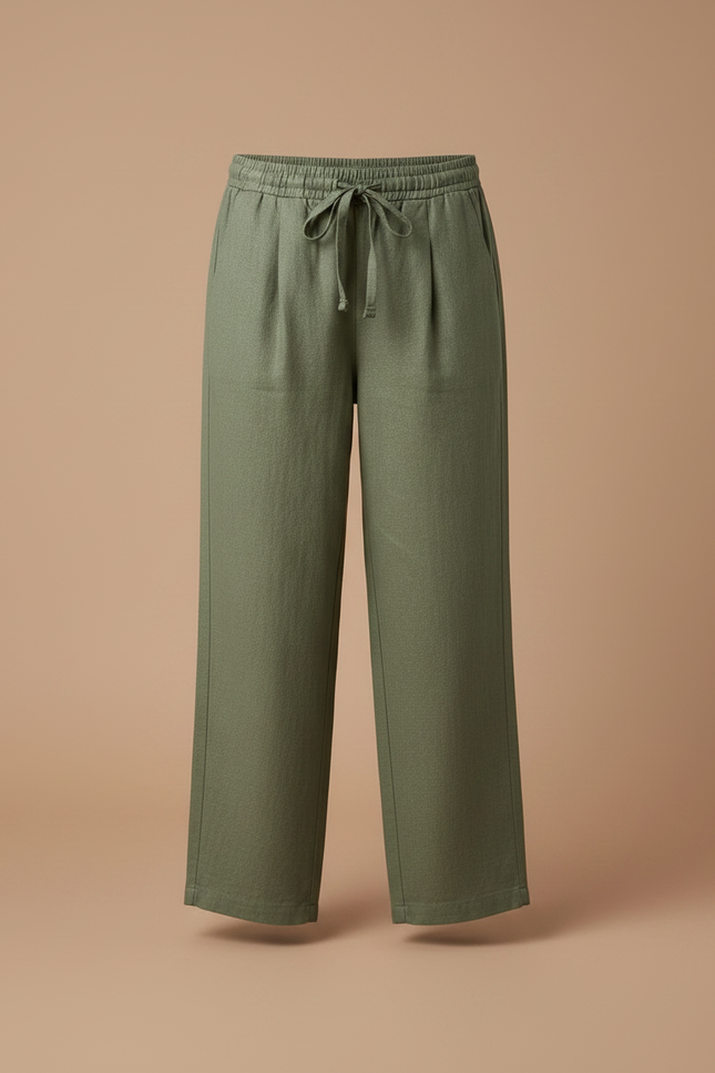 Pantalon À Pince Kaki Lin Cordon Ample Fille - vue 3
