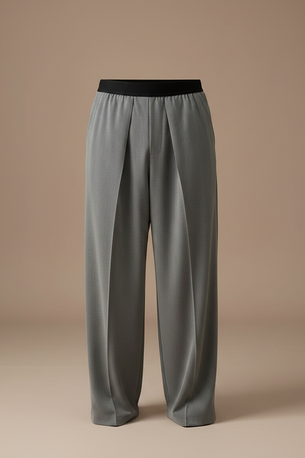 Pantalon À Pince Gris Large Fluide Homme Élégant - Polyester - vue 3