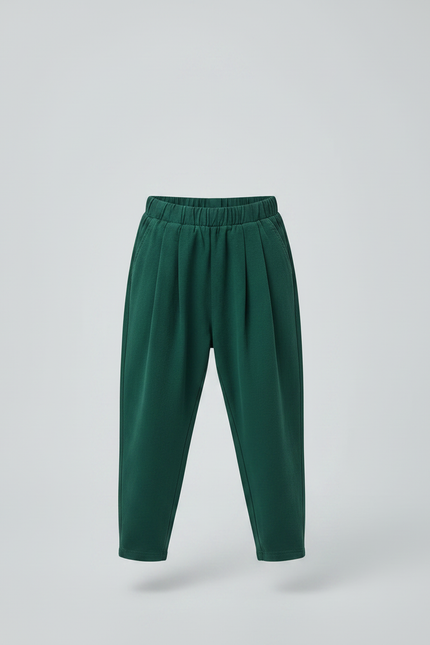 Pantalon À Pince Vert Ample Coton Enfant - Molleton - vue 3