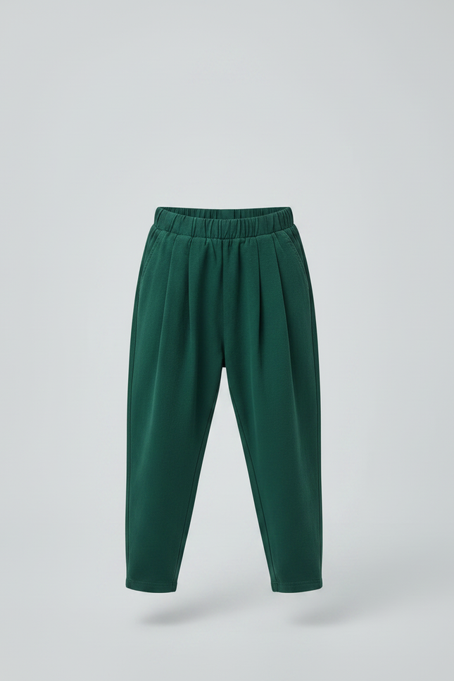 Pantalon À Pince Vert Ample Coton Enfant - Molleton - vue 3