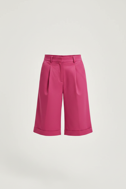 Pantalon À Pince Fuchsia Plissé Ample Court Fille - Rose Gabardine - vue 3