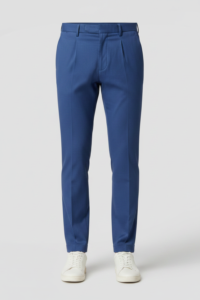 Pantalon À Pince Bleu Coton Slim Élégant Homme - Gabardine - vue 3
