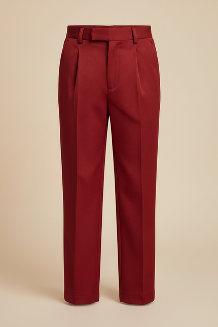 Pantalon À Pince Rouge Plissé Droit Enfant Élégant - Gabardine - vue 3