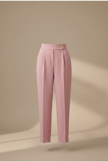 Pantalon À Pince Rose Droit Taille Haute Élégant - Polyester - vue 3