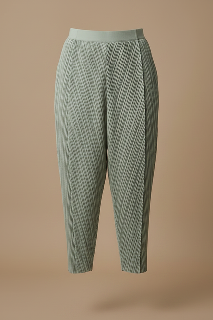 Pantalon À Pince Plissé Vert Menthe Ample Femme - Polyester - vue 3