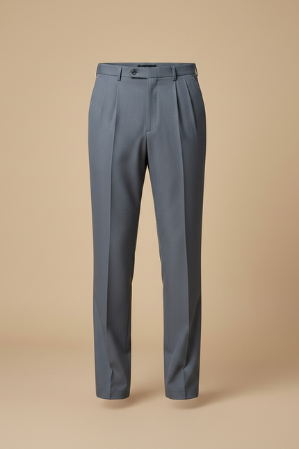Pantalon À Pince Gris Plissé Droit Formel Homme - Gabardine - vue 3