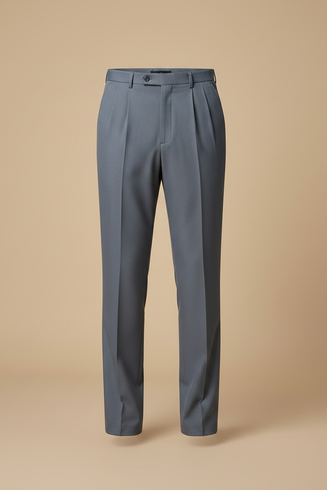 Pantalon À Pince Gris Plissé Droit Formel Homme - Gabardine - vue 3