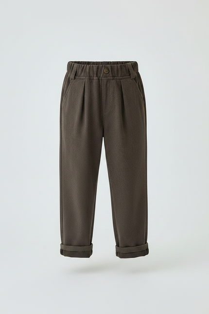 Pantalon À Pince Marron Ample Plissé Décontracté Enfant - Molleton - vue 3