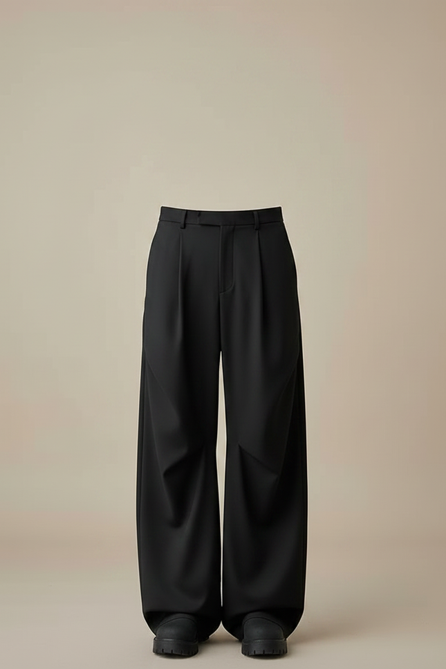 Pantalon Fluide À Pince - Noir Gabardine - vue 3