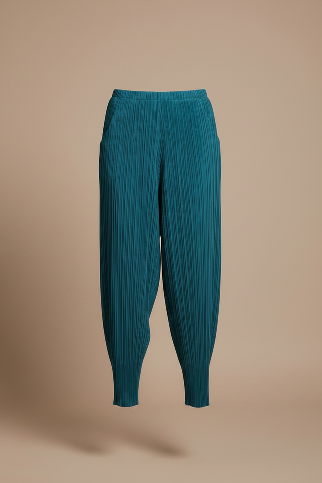 Pantalon À Pince Plissé Fluide Ample Vert Femme - Polyester - vue 3