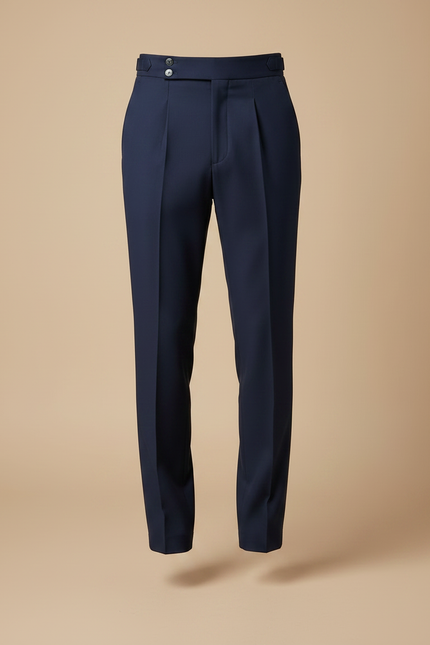 Pantalon À Pince Bleu Marine Drapé Élégant Homme - Gabardine - vue 3