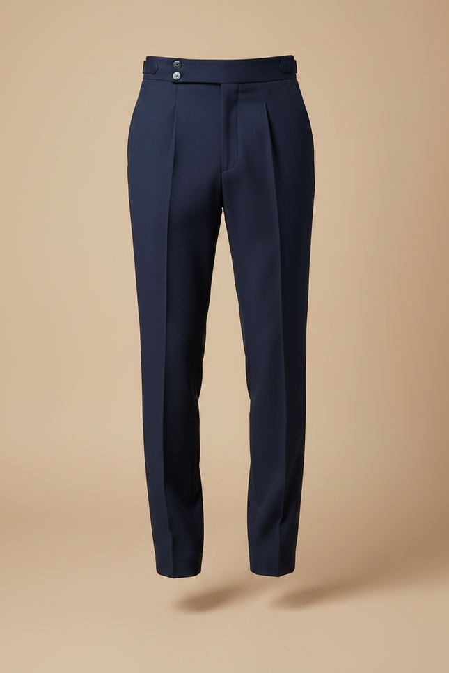 Pantalon À Pince Bleu Marine Drapé Élégant Homme - Gabardine - vue 3