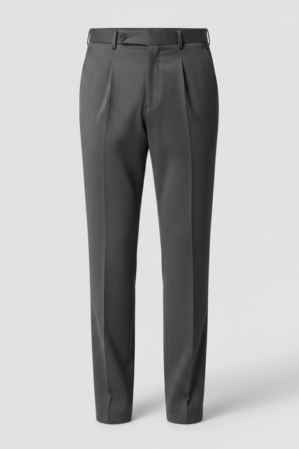 Pantalon À Pince Gris Anthracite Plissé Droit Homme Élégant - Gabardine - vue 3