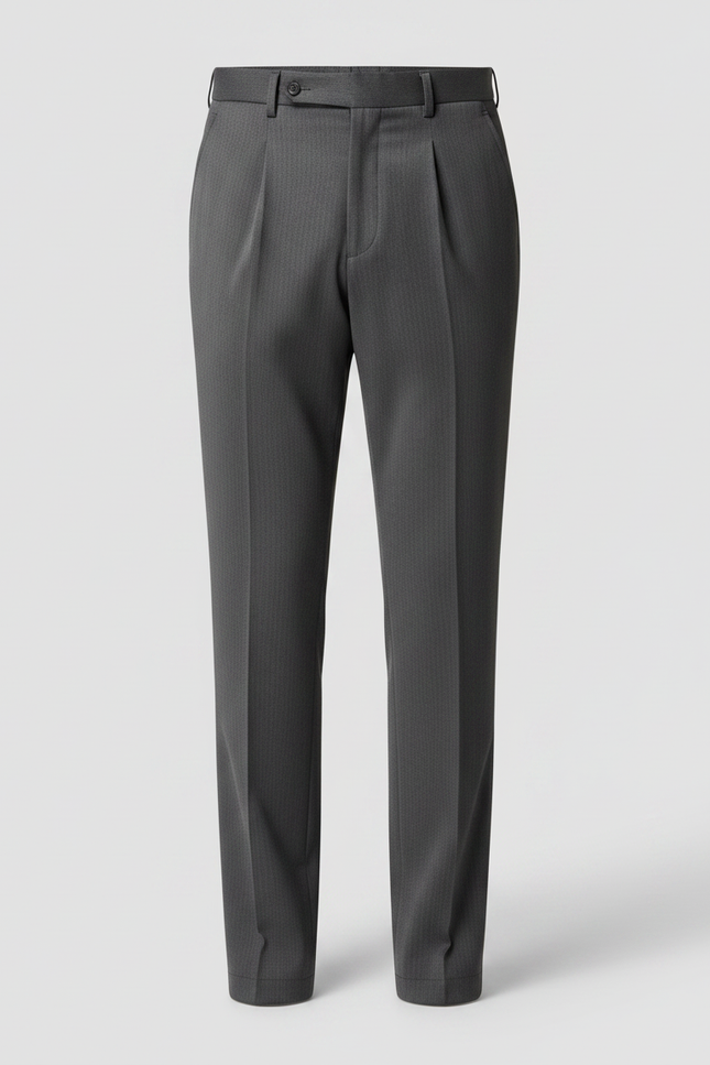 Pantalon À Pince Gris Anthracite Plissé Droit Homme Élégant - Gabardine - vue 3