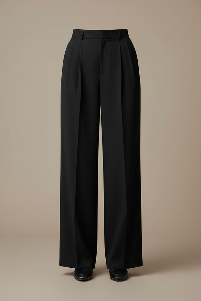 Pantalon À Pince Noir Large Fluide Élégant Femme - Viscose - vue 3