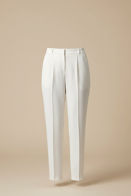 Pantalon À Pince Blanc Cassé Plissé Fluide Élégant Femme - Polyester - vue 3