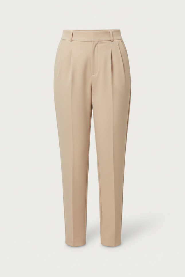 Pantalon À Pince Beige Taille Haute Plissé Élégant - Polyester - vue 3