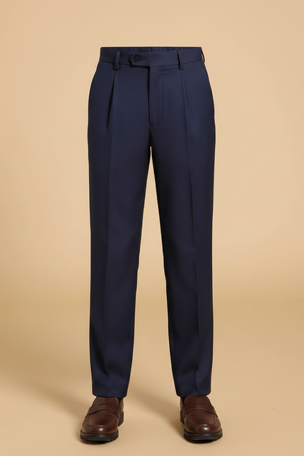 Pantalon À Pince Bleu Marine Droit Coton Garçon - Gabardine - vue 3