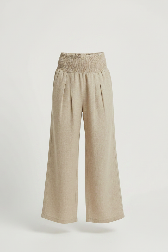 Pantalon À Pince Beige Ample Plissé Confortable - Lin - vue 3